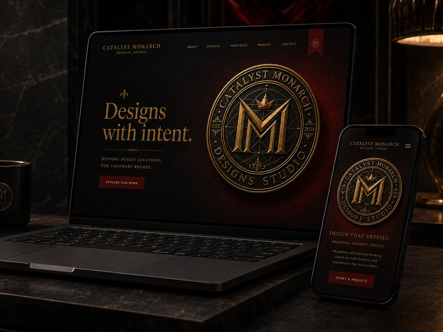 Monarch website on a laptop and a phone, a digital identity study